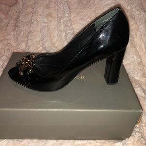 Ann Taylor Black Patent Leather High Heel Pumps